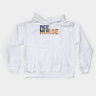 Vintage American PICU Nurse USA Flag, Peds Department, Pediatric ICU Nursing Student Kids Hoodie